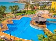 SBH Costa Calma Beach Resort pool area with sea views, a popular winter sun destination in Fuerteventura.